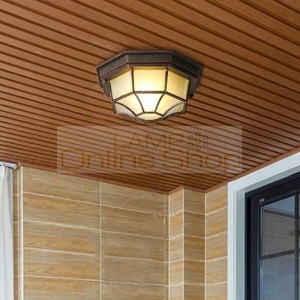 Loft American Village E27 LED Circular Balcony Entrance Aisle Ceiling Lamp Corridor Toilet Glass Decoration LED Light Fixtures