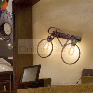 Loft vintage industrial Sconce Wall Lights bar cafe bicycle corridor Light aisle decorative lighting wrought iron Led wall lamp