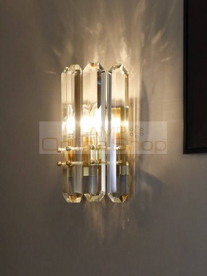 Long crystal rod wall sconce for Living Room Modern Crystal Wall Lamp Bedroom hotel fixture Hallway TV Background led Wall Light