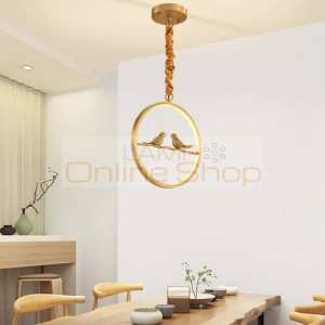  de teto nordic copper pendant lights for dining room abajur restaurant hanging lamp bird hanglamp lighting fixtures