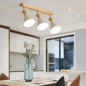  Nordic Wood LED Ceiling Lamp for Restaurant Kitchen Modern Bedroom Rotating Track Light Fixtures Macarons Hanglamp