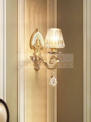 Luxury Project crystal lampshade Wall Lamp sconce Bedroom copper wall fixture Living Room Wall Light Corridor Staircase Lamps
