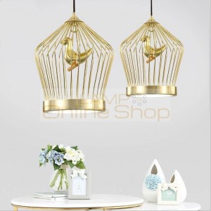 Modern 110v 220v LED Gold birdcage pendant light lamp bedroom dining room shop kitchen gold cage luninaire light suspension lamp