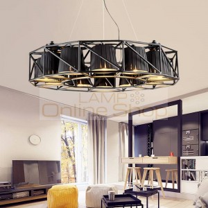 Modern 16 head led pendant light Dia.75cm creative Painted iron body black lampshade Hanging lamp villa lamp