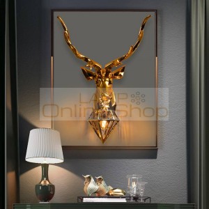 Modern American Deer LED Wall Lamps Antlers LED Wall Light Fixtures Living Room Bedroom Bedside Lamp Sconce Home Luminaire