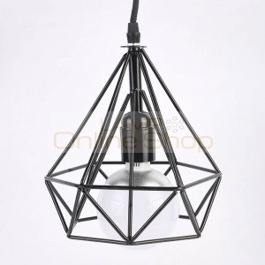 Modern art Classical iron Diamond Pendant Light black white E27 Dia 26CM loft Metal birdcage lampshade Lamp lighting fixtures