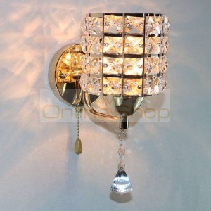 modern Bedside lamp crystal Led wall lamps with pull switch creative bedroom hanging lights corridor light Wall Lights For Home
