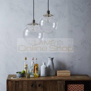 Modern brief industriel suspension lampe dia 25 30cm clear glass ball lampshade hanglamp restaurant bar cafe shop pendant light