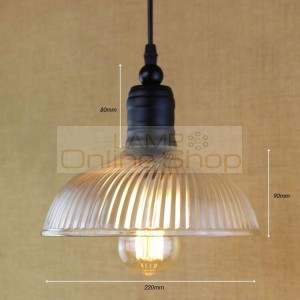 Modern clear glass pendant lights,American Loft Vintage glass lampshade Restaurant Bar edison pendant lamps 90-240V E27 dia 22cm