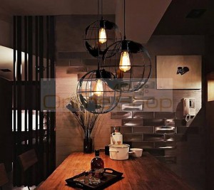 Modern Earth Model Creative pendant light dia 30cm black white iron cage hanging lamp office study restaurant bar light fixture
