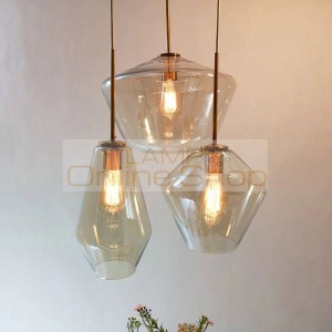 Modern glass dining lighting pendant lamp clear/Cognac glass nordic hang lamp bar cafe restaurant sitting room lighting fixtures