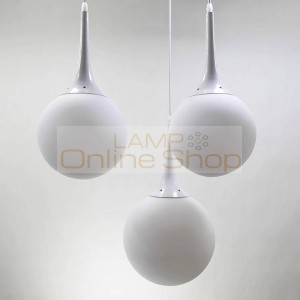 Modern glass Hanging Pendant Light dia 25 30 35cm Milky White glass ball shade suspension lamp Luminaires For Dining/living room