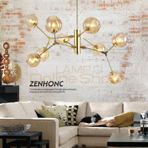 Modern Glass Pendant Light 9 heads gold black lampbody Hanging Lamps Nordic living Dining Room Kitchen indoor Light fixture
