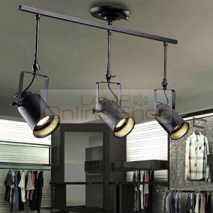 Modern Industrial Iron track ceiling lamp 3 head Clothing Store/cafe creative Ceiling Track Spotlight lighting with E27 led bulb