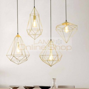 Modern iron cage pendant lights Nordic gold birdcage lampshade Industrial style hanging pendant lamp for Restaurant cafe