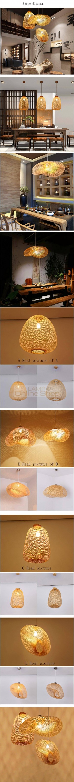 Modern Lamp Pendant Lights Wood Bamboo Art LED Lighting Rattan Pendant Lamps Dining Room Home Indoor Luminaire Kitchen Fixtures