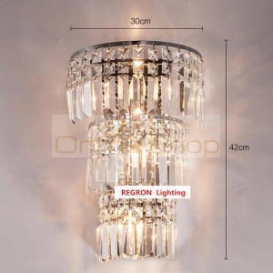 modern large crystal wall sconce light for living room 3-layer big wall lamp Foyer hall wall lamp top K9 crystal light Luminaire