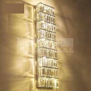 Modern Large exquisite Crystal lighting Parlor Tall Crystal Wall sconce living room villa big Long led indoor wall lamp Fixtures