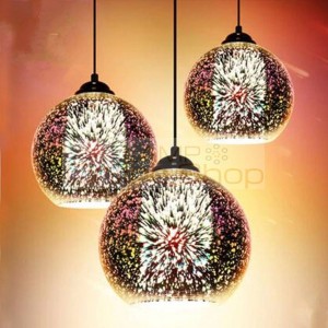 Modern LED 3D glass ball pendant light,dia 15/20cm colorful Plated Glass lampshade droplight for Restaurant cafe bar lighting