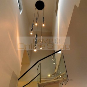 Modern LED cylinder Light long wrought iron pendant lights for living room hotel hall carved tube stairwell Lighting Fixtures