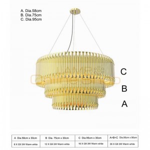 Modern LED Pendant light Dia.75cm gold color Aluminum Alloy Tube Contemporary Suspension Luminaire Project hanglamp
