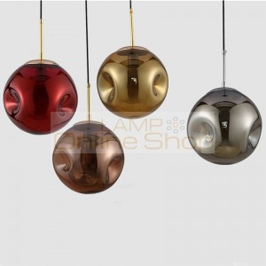 Modern lighting glass hanging lamp dia 25cm gold/silver/red glass suspension light for restaurant cafe industrial light fixture