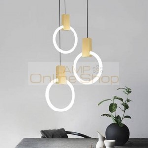 Modern Loft LED Pendant Lights Aluminum Ring Pendant Lamp Handing Fixtures Restaurant Stairs Light Bar Parlor Villa hanging lamp