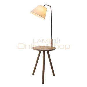Modern Minimalist Floor Lamp table light Wood Tripod simple life white Fabric Shade Creative Living Room Study Lighting Fixture
