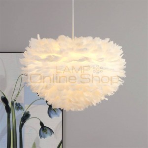 Modern Nature Goose Feather LED Chandelier Romantic Pendant Lamps Home Lighting Restaurant Bedroom Living Room Kitchen Fixtures