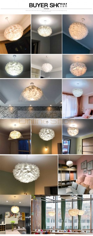 Modern Nature Goose Feather Pendant Lights Romantic Pendant Lamps Home Lighting Restaurant Bedroom Living Room Kitchen Fixtures