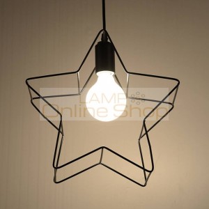 Modern pointed star iron chandelier,dia 30cm star shape metal cage creative droplight for Child's room/restaurant light fixture