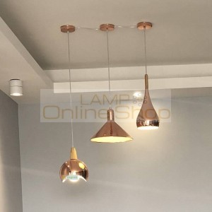 Modern rose gold Hanging Lights for bedside lamp Nordic Loft Light E27 iron Pendant Lamp single led Suspension Luminaire