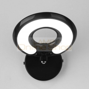 Modern round LED Wall Lamp circle black white color warm white Kung For Bathroom Bedroom Wall Sconce White Indoor Lighting Lamp