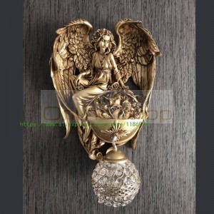 Modern Sconce Wall Lights Angel Living Room Backdrop Personality Vintage Bedroom Bedside Lamp Aisle Stairs gold Led Lamp