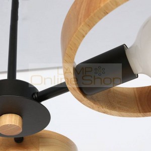 Modern simple macaron wood Pendant light for foyer bedroom rubber frame lighting fixture black white metal lamp body droplight