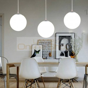 Modern simple Pendant Lights dia 20 25cm Milk White Glass Ball lampshade hanging Lamps for Restaurant Bar deco lighing fixture