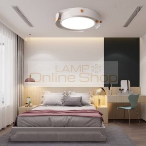 Modern Simple Round LED Living Room Ceiling Hanging Lamp Nordic Wood Hanglamp for Bedroom Home Study Deco Ceiling Light Fixtures