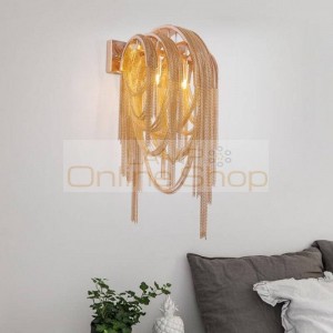 Modern Simple Tassels Aluminum Chain Wall Lamp Nordic Atmosphere Aisle Bedroom Bedside Living Room Background LED Light Fixtures