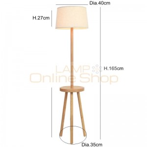 Modern simple wood Floor Lamp nordic with table light Tripod life white Fabric Shade Creative Living Room Study Lighting Fixture