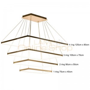 Modern Square LED chandelier Dimmable ring rectangle lights simple lamp dining living room hanging drop light Fixture