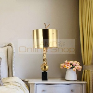 Modern Table Lamps copper marble Reading Study Light Bedroom Bedside Lights Lampshade Home Lighting nordic lamp table E27 bulb