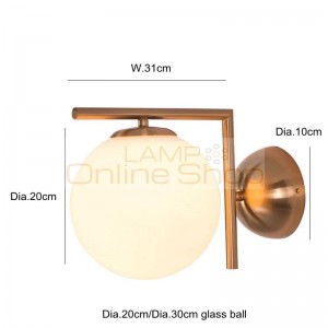Modern Wall Lamp Glass Sconce Luminaire Ball Light gold chrome color Dia.30cm glass Bedroom Light E27 Base Home Lighting Lampara