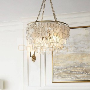 Natural Shell lamp Pastoral LED shell pendand Light for Living Room Bedroom Creative Luxury Lighting Antique Style shell sconce