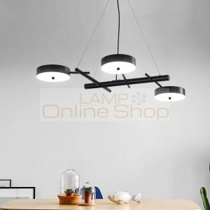  Pendant lights 3Heads LED black Dining room Acrylic lampshade Droplight Living Room Bedroom LED Lighting fixture