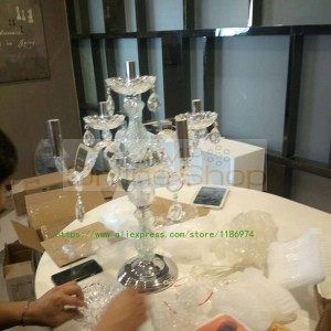New European Crystal table lamp Leads Luxury Wedding Props T Pictures In Decorative candle holder lights white Led lamps