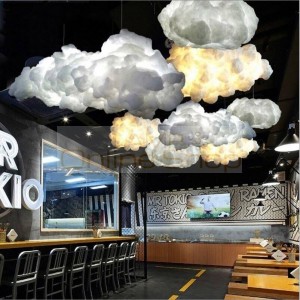 Nordic 100cm 120cm 220V LED White Clouds Pendant Light soft Silk Lamp Decorate Clouds Hanging Light For Hotel Lobby Restaurant