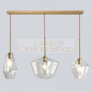 Nordic 3 heads glass Pendant light modern simple clear/Cognac Glass shade Hanging suspension lamp for dining living room Kitchen