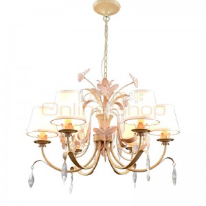 Nordic chandeliers ceiling wrought iron butterfly pink chandelier lighting princess girl bedroom restaurant light candle lamps