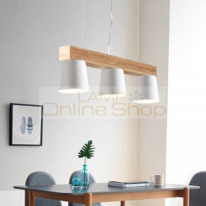 Nordic wood Pendant Lamp 3 heads iron shade wooden ceiling Hanging Light For Dining living bar Indoor Lighting Fixtures
