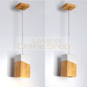 Nordic design wood pendant lights modern simple iron and wooden lampshade creative restaurant cafe hanging lamp light fixture